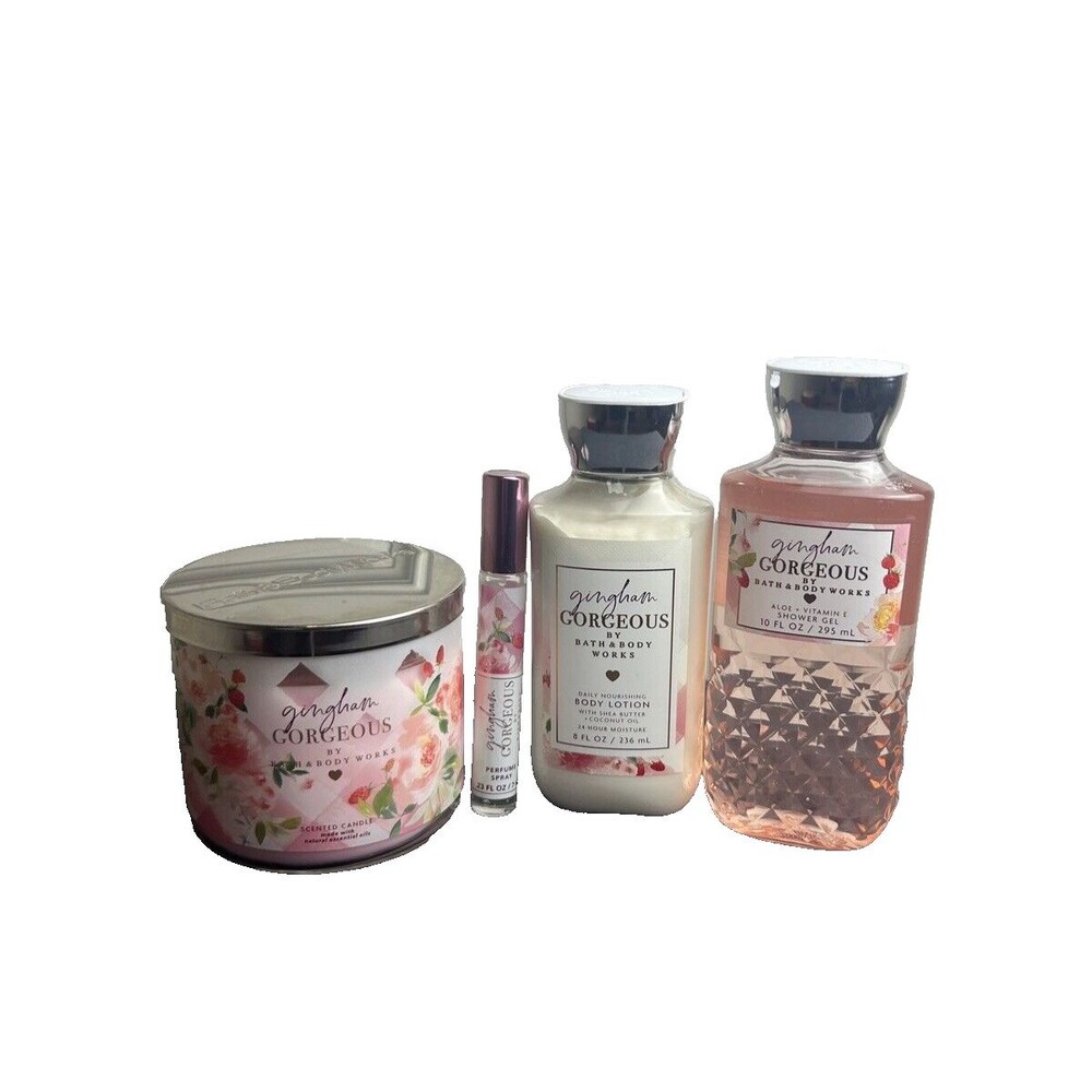 Bath & Body Works Gingham Gorgeous 4pc Gift Set Holiday Fall Winter Summer NEW